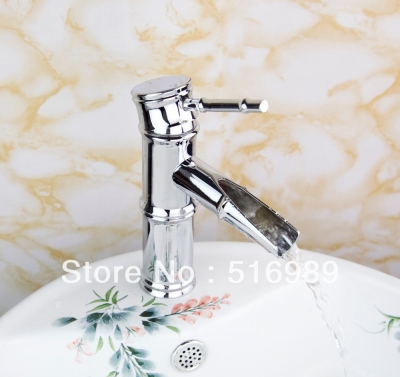 single hanlde bathroom sink faucet waterfall deck mounted basin mixer tap chrome tree266