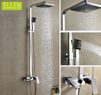 square shower set mixer tap shower head controlled faucet with rain shower hand shower