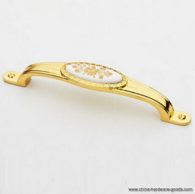 128mm 5.04" golden ceramic flower cabinet cupboard knob drawer door pulls handles