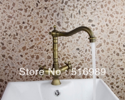 180 degree swivel antique inspired brass kitchen faucet bathroom sink mixer tap sam204