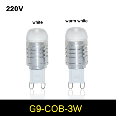 ac 220v 240v 3w 1leds aluminum g9 cob crystal led lamp bulb for chandeliers 5pcs/lot [g9-base-type-series-3511]