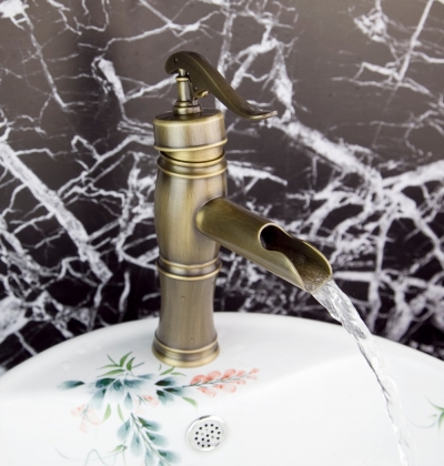 antique brass bathroom basin vessel sink faucet mixer tap new deck mounted tree303 [antique-brass-1168]