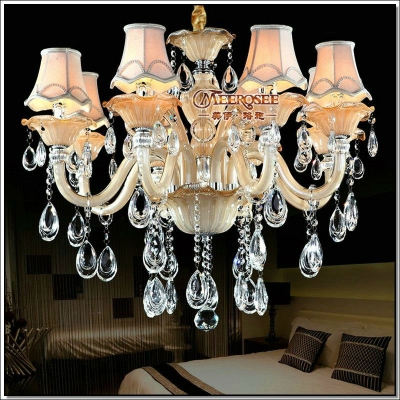 champange glass lustres flower design crystal chandelier lighting with 6 light holders pedant for dining room, lobby md88009 [glass-chandeliers-3583]
