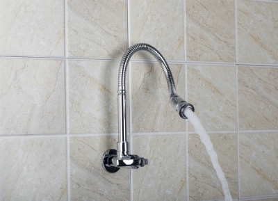 e_pak rq8551-3 newly wall mounted chrome all around rotate swivel kitchen single cold faucet