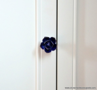 handmade rose handles ceramics door cabinet drawer ceramic knob pulls mazarine mbs219-1