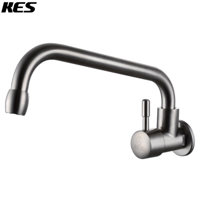 kes k950b sus304 stainless steel cold tap single lever kitchen faucet lead- wall mount 1/2" male connection, brushed