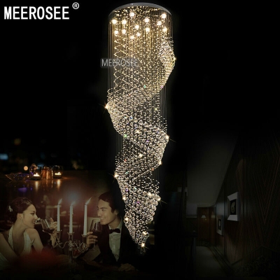 long size crystal chandelier light fixture for lobby, staircase lustre, stairs, foyer large crystal lmap stair lighting