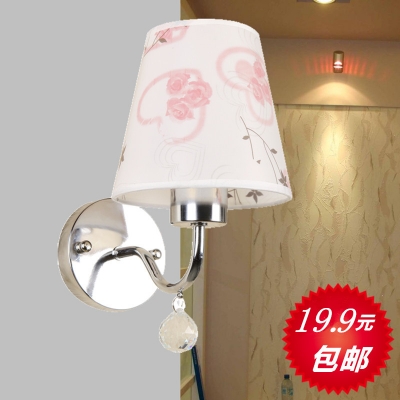 modern bedside small wall lamp fashion brief fabric stainless steel chinese style fashion