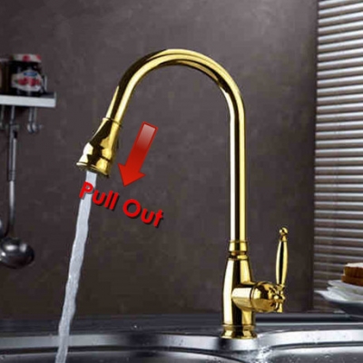 new blancos 360 degree swivel brass single handle luxurious gold pull out sprayer kitchen faucet sink mixer tap