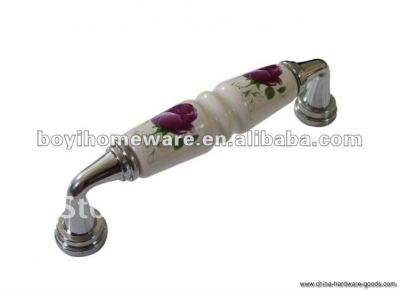 silver zinc + purple rose ceramic door handles/ kitchen door knobs/ cupboard handles/ drawer knobs whole 50pcs/lot am05-pc
