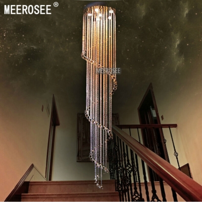 spiral crystal light fixture long crystal chandelier light lustre de cristal for staircase, stairs, foyer crystal stair lamp