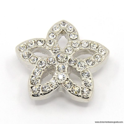 10pcs crystal flower alloy pave rhinestone snap buttons about 22mm in diameter, 8mm thick, knob 5mm