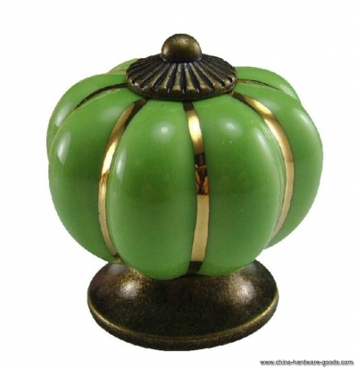 10pcs green ceramic handle pull knobs cabinet pumpkin door cupboard drawer knobs locker for home kitchen decoration