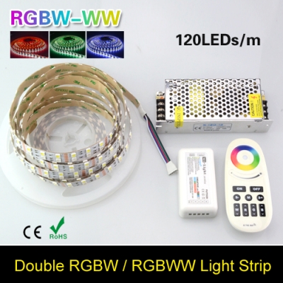16.4ft double row 5050 rgb led strip 5m 600 leds smd led flex light ribbon tape & dc 12v 10a power & rgb remote controller