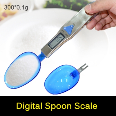 1pcs high precision 300g / 0.1g lcd electronic digital spoon scale weighing food for kitchen lab measuring tool with two spoons