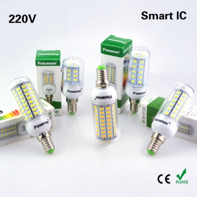 2015 newest long lifespan smart ic chip control e14 led corn light 220v 24 36 48 56 69 72 81 89 leds lamp 5730smd led light