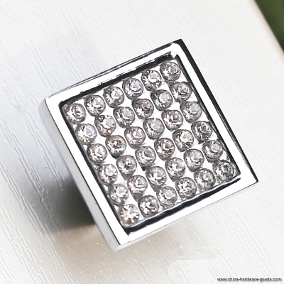 5pcs 25mm square clear crystal glass door knob, diamond cabinet knobs kitchen cupboard drawer dresser handles knobs