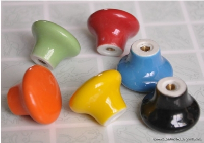 6pcs mixed color round ceramic kitchen cabinet cupboard handles pull knob hardware home decoration