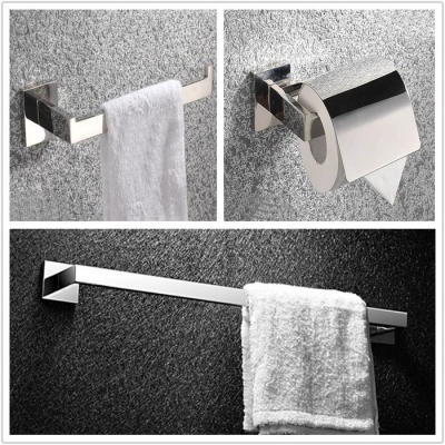 bathroom accessories bath hardware set square solid sus 304 s/s ,bathroom towel ring,paper holder,towel bar sm02b [bathroom-accessory-1138]