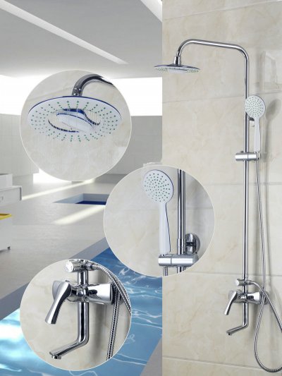 bathroom brass shower faucet shower set wall-mount shower faucet 8" a grade abs plastic shower head chrome ds-53032 [shower-faucet-set-8307]