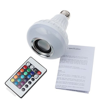 bluetooth music bulb e27 light 3.0 12w 100-240v music palying + rgb light with 24keys remote control wireless speaker [rgb-led-light-8245]