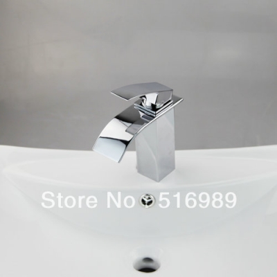 brand new bathroom deck mount single handle wash basin polished chrome brass basin mixter tap sink faucet nb-007 [waterfall-spout-faucet-9461]