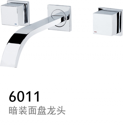 brass copper vessel chrome dual handle square bathroom faucet vanity wall faucet lavabo faucets bathroom torneira banheiro grifo [wall-mounted-basin-faucets-9053]