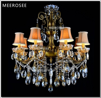 bronze finished antique crystal chandelier lingting luxurious brass crystal lamp lustre suspension light md8504 l8 d750mm h750mm [alloy-chandeliers-1082]