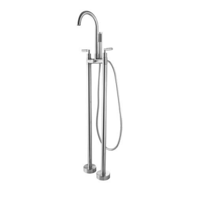 double handle bathtub shower set floor mounted nickel brushed 51006 bathroom wash basin sink vessel brass tap mixer faucet