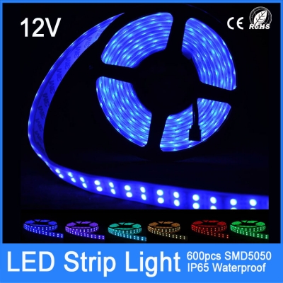 double row led strip light flexible rgb 5m 5050 120led/m waterproof ip67 600 led strip + remote control + led controller ce rohs