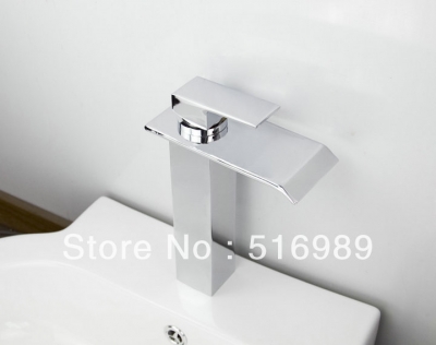 faucet basin sink tap waterfall bathroom polished mixer chrome brass faucets treegf