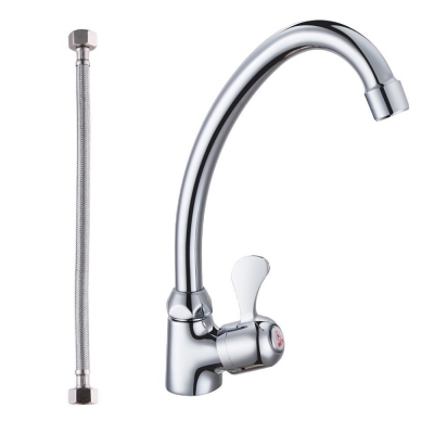 kes k804b cold tap single lever kitchen pantry bar faucet with 24-inch supply hose, polished chrome