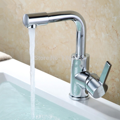 kitchen/bathroom single lever vanity sink faucet with swivel and rotatable spout, polished chrome