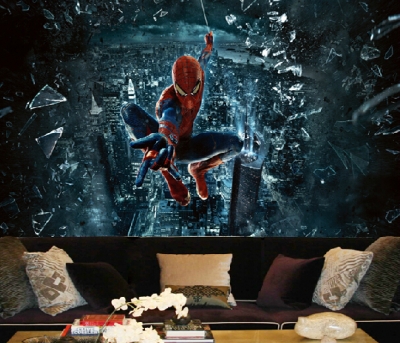 spiderman murals 3d boys bedroom wallpaper carton wall self-adhesive wallpaper