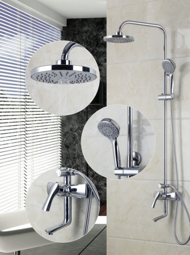 wall-mount shower faucet 8" a grade abs plastic shower head chrome bathroom brass shower faucet shower set ds-53031