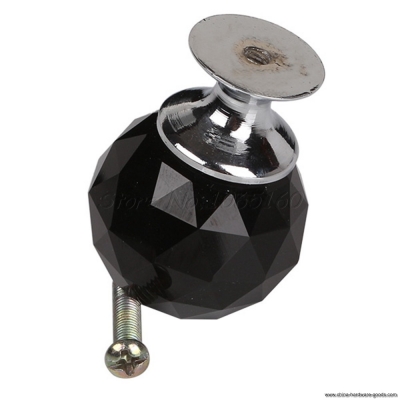 30mm black round faux crystal knob pull handle for cabinet