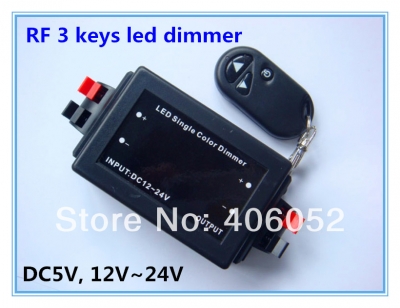 4pcs/lot dc12v-24v 3keys rf wireless 8a led dimmer remote controller for single color led strips and led modules