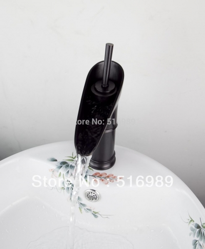 9.52" bathroom faucet oil rubbed bronze waterfall vessel one hole/handle mixer tap on8