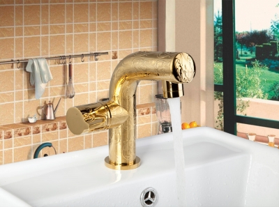 9822 luxury single handle deck mounted golden polished bathroom basin mixer sink tap waterfall faucets