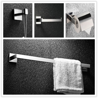 bath accessories hardware set square solid sus 304 s/s ,bathroom towel ring,paper holder,towel bar,wall hook sm08b