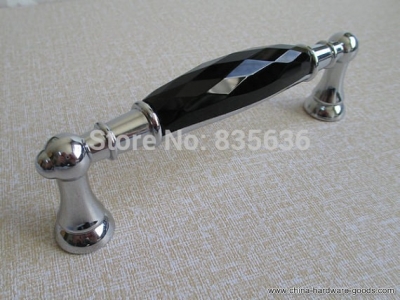 black glass dresser drawer handles pulls knob chrome metal / silver modern crystal cupboard handle pull knob decorative hardware [Door knobs|pulls-1244]