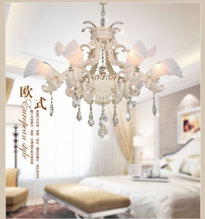 chandelier indoor 6 lights k9 crystal chandeliers modern lamps for master bedroom resin&art iron [chandeliers-2304]