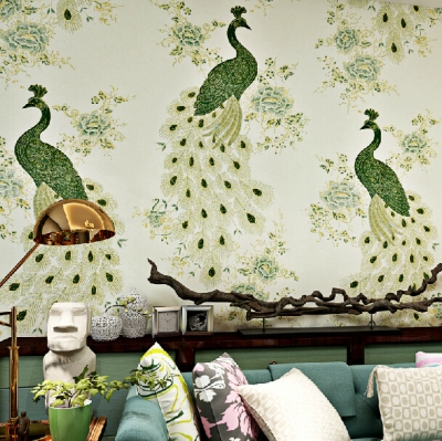 chinese style wallpaper mural fantasias papel de parede wall papers home decor peacock 3d wall paper 5 colors black wallpaper [wallpaper-roll-9349]
