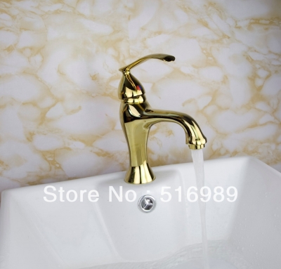 golden brass bathroom basin faucet deck mount vanity sink mixer tap 1 handle tree160
