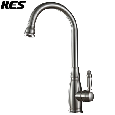 kes l6232-2 classic single handle high arc kitchen sink faucet with swivel spout, brushed nickel/ titanium gold(l6232-4)
