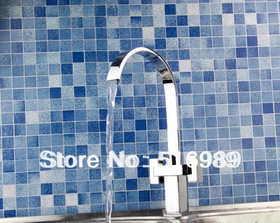 new chrome finish deck mount swivel kitchen sink faucet single handle mixer tap hejia100