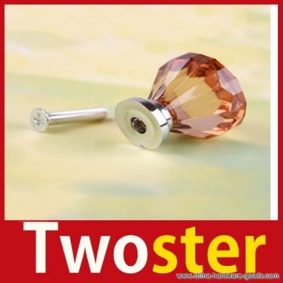 [twoster] 1pcs 32mm diamond shape crystal cupboard drawer cabinet knob pull handle #05