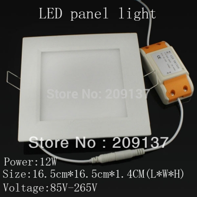 12w led square panel recessed wall ceiling downlight ac85-265v ,warm /cool white,indoor lighting
