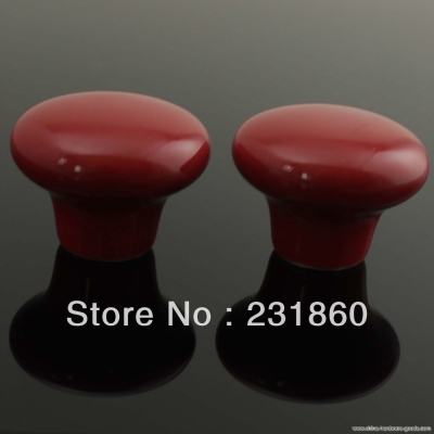 4 x red round ceramic door knobs cabinets drawer bedroom cupboard pull handle