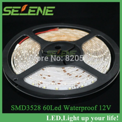 5meters/lot whole and ultra bright 60led/m waterproof 300led 3528 smd flexiable light led strip lamp 12v